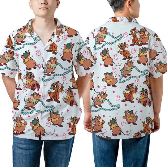 Discover Cinde Mice Hawaiian Shirt, Retro Jaq and Gus Mouse Button Shirt, Cottagecore Disney Adult Outfit, Magic Kingdom Park