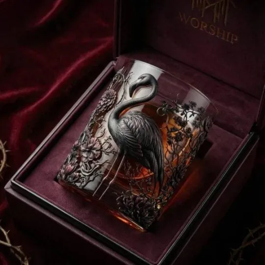 Discover [No box] The Obsidian Flamingo Whiskey Glass