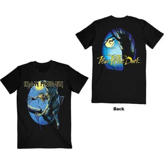Discover Iron Maiden Fear Of The Dark Oval Eddie Moon Men's Double Sided T-Shirt