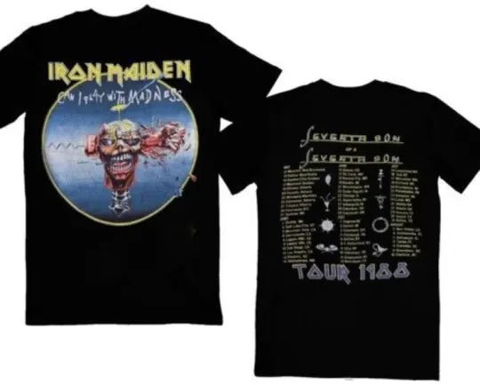 Discover Iron Maiden Can I Play With Madness 1988 Tour Double Sided T-Shirt