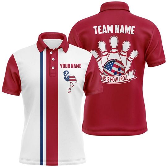 Discover Custom Patriotic Flamingo Bowling Shirt: USA Team Polo Jersey