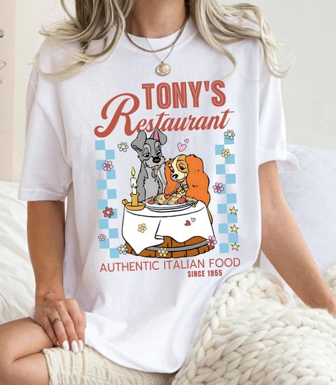Discover Lady And Tramp Tony's Restaurant Shirt, Disney Couple Matching Shirt, Disney Dog Tee, Disneyland Family Trip, Birthday Gift