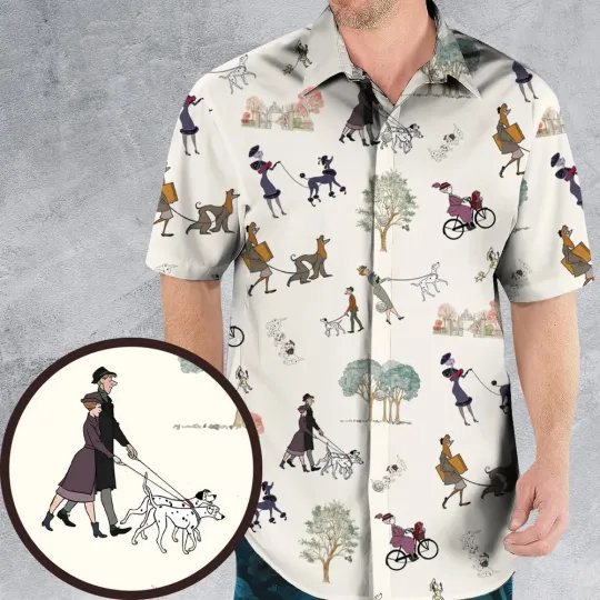 Discover Dog Walking Look Alikes 101 Dalmations Hawaiian Shirt, Gift For Cartoon Lovers