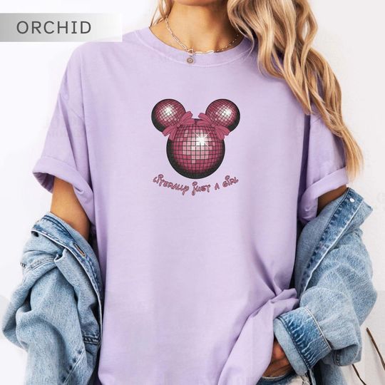 Discover Literally Just A Girl Shirt, Pink Disco Ball Mouse Ears Tee, Retro Bow Graphic, Y2K Style Girls Trip