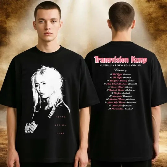 Discover Transvision Vamp Black Aus And NZ 2026 Tour Two Sides Unisex T-Shirt