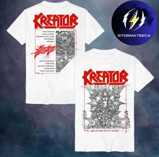 Discover Kreator Merch Krushers Of The World Tour 2026 European Tour Tracklist T-Shirt
