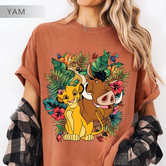 Discover Simba Timon Pumbaa Shirt, Retro Lion King Tropical Graphic Tee, Disney Animal Kingdom Trip Outfit, Hakuna Matata Jungle Shirt, Safari Gift