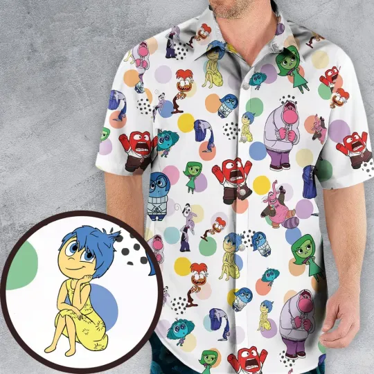 Discover Emotion Characters Inside Out Hawaiian Shirt , Button Down Unisex Adults S-5XL