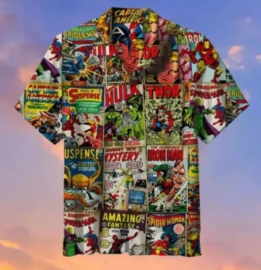 Discover Disney Avengers Comics Hawaiian Shirt Button Down Adult Team Avengers Lover Gift