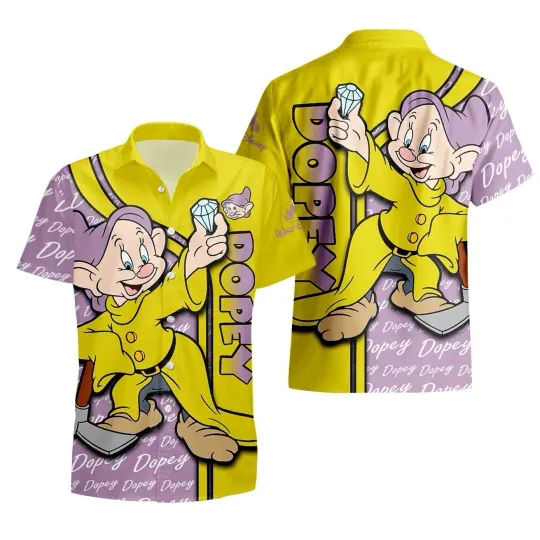 Discover Disney Dopey Hawaiian Shirt Button Down Adult Snow White Seven Dwarfs Shirt