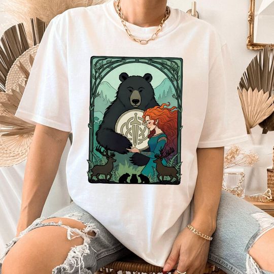 Discover Disney Princess Merida & Mor'du Bear Shirt, Retro Disney Merida Brave T-Shirt, Disneyland Trip Outfits, Birthday Gift