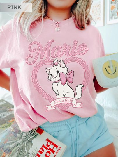 Discover Aristocats Marie I'm A Lady Shirt, Vintage Disney Shirt, Disney Cat Lover T-Shirt, Disneyland Family Outfit, Minimalist Disney White Cat Tee
