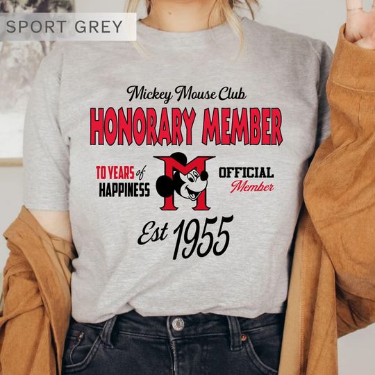 Discover Mickey Mouse Club Honorary Member Shirt, Mickey Mouse 1955 T-Shirt, Disneyland Trip Outfit, Family Vacation Tee, Mickey Fan Gift