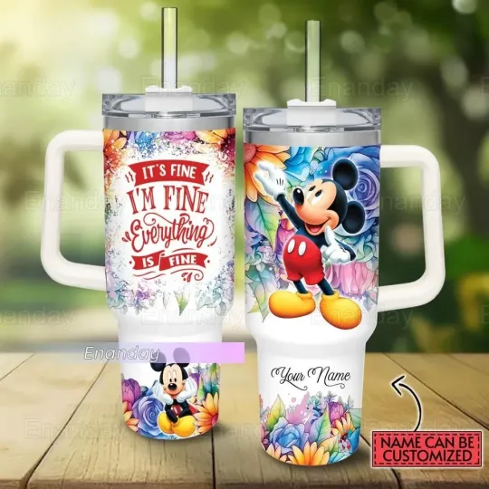 Discover Mickey Tumbler 40oz, Customized Mickey Mouse Tumbler, It's Fine I'm Fine Tumbler