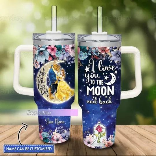 Discover Beauty And The Beast Tumbler 40oz, I Love You To The Moon And Back Tumbler