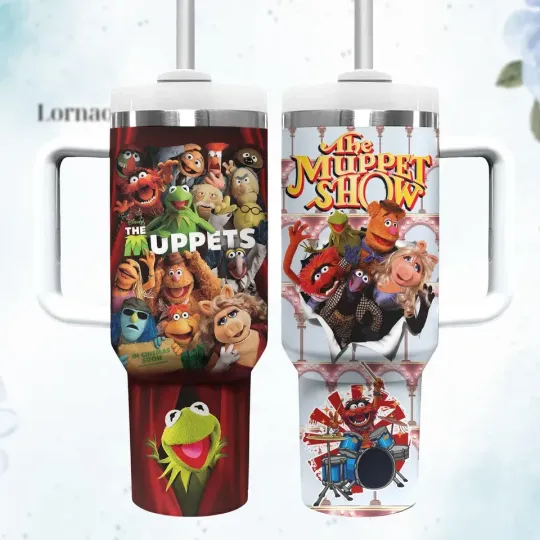 The Muppets 40oz Tumbler, Funny Animal Cup, Kermit and Miss Piggy Travel Mug