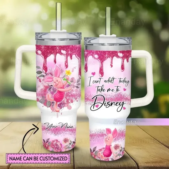 Custom Piglet Tumbler 40oz, Winnie The Pooh Tumbler, Cute Piglet Tumbler