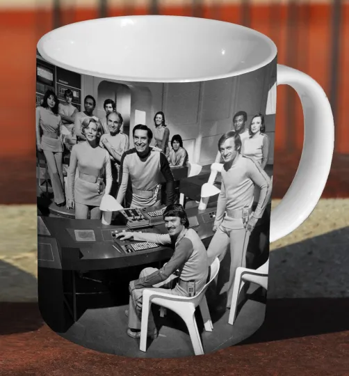 Discover Space 1999 Cast Black and White Ceramic Mug