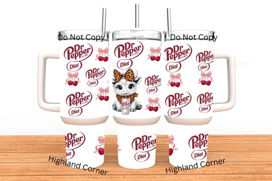 Dr Pepper Tumbler, 40oz Tumbler, Coquette Design, Christmas Gift, 40oz Stainless Steel