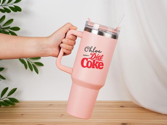 Discover Personalized Diet Coke 40 oz Tumbler, Stainless Steel Travel Mug with Handle