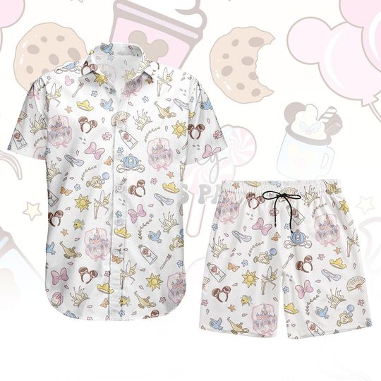 Discover Vintage Disney Coquette Bow Button Shirt, Retro Disney Floral Hawaiian Shirt, Beach Shorts, Disney Trip 2026 Shirt, Magic Castle Top