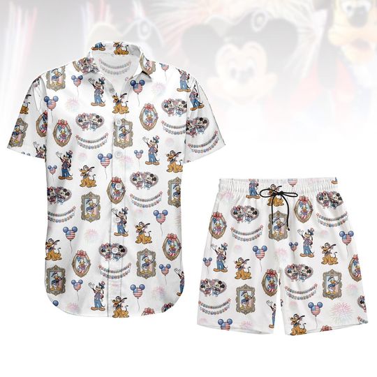 Discover Retro Disney America Anniversary Hawaiian Shirt, Mickey And Friends Button Shirt, 4th Of July Vacation Shirt, Disney Patriotic 2026