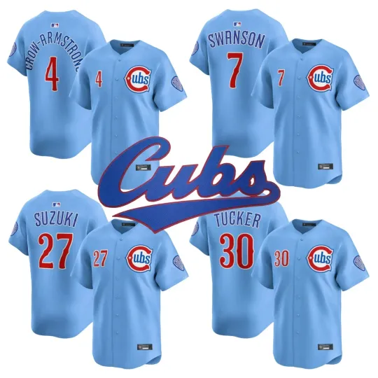 Discover New Men's Cubs Light Blue Alternate Limited Player Jersey Printed Jersey