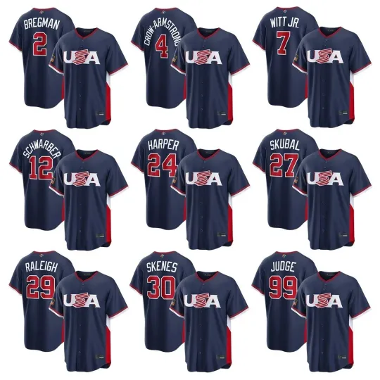 Discover Men's USA Baseball Navy 2026 World Baseball Classic Printed Jersey All Player