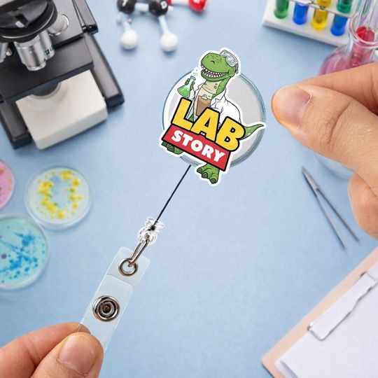 Discover Rex Toy Story Lab Week 2026 Badge Reel, Buzz Lightyear Woody Jessie Bo Peep Lab Team Retractable ID Badge Holder
