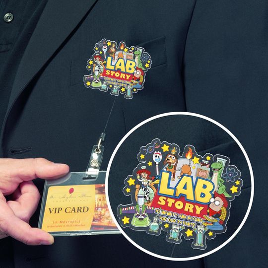 Discover Lab Story Lab Week 2026 Badge Reel, Medical Laboratory Professional Gift, Retractable ID Holder for Lab Techs, Fun Lab Accessory OHZF11