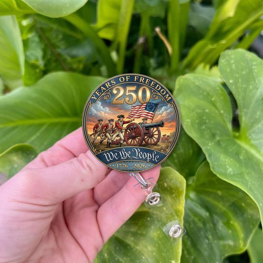 Discover USA 250th Anniversary Badge Reel: We The People 1776-2026 Patriotic Retractable ID Holder