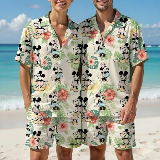 Discover Disney Mickey Mouse And Minnie Mouse Hawaiian Shirt, DisneyTrip Button Shirt, Mickey and Minnie Hawaii Shirt, Disneyland Vacation Hawaii Tee