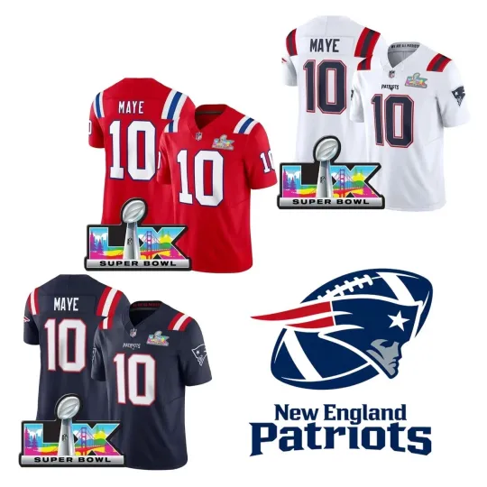 Discover Men Patriotss #10 Drake Maye Super B.owl LX Limited Printed Jersey