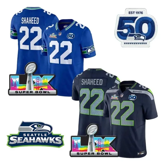 Discover Men Seahawkss Rashid Shaheed #22 Super B.owl LX Season Printed Jersey