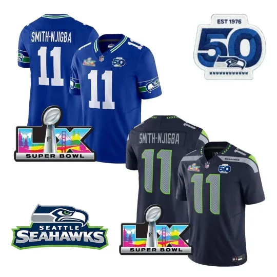 Discover Men Seahawkss Jaxon Smith-Njigba #11 Super B.owl LX Season Printed Jersey