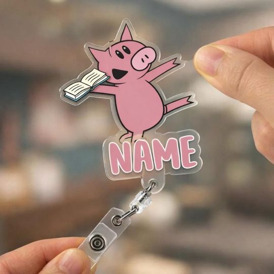 Discover Custom Piggie Badge Reel, Teacher Children Book Badge Holder, Teacher Appreciation Badge Reel, Pigeon Elephant Back To School, Teacher Gift