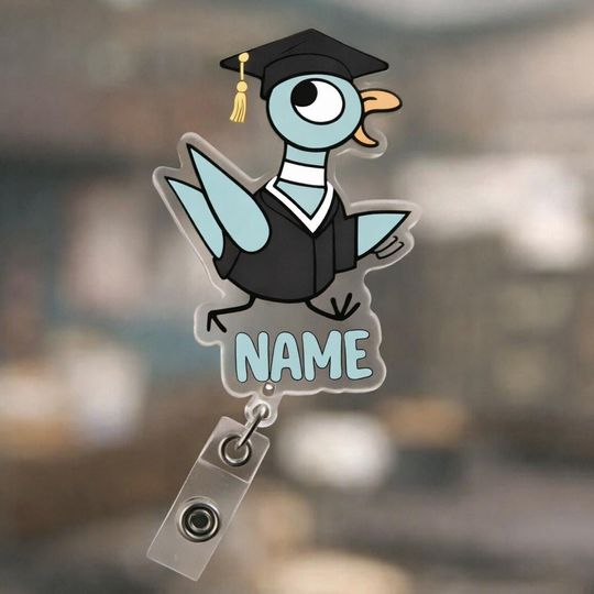 Custom Pigeon Teacher Graduation Badge Reel, Teacher Children Book Badge, Teacher Appreciation Graduate Gift, Elephant Piggie Badge Reel