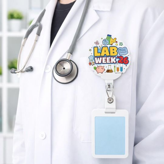 Discover Lab Story Lab Week 2026 Badge Reel, Medical Laboratory Professional Gift, Retractable ID Holder for Lab Techs, Lab Accessor 01