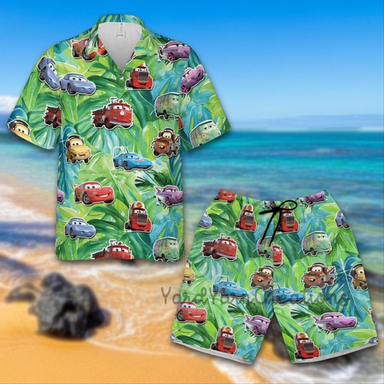 Discover Disney Cars Hawaiian Shirt, Car Aloha Shirt, Car Pixar Hawaiian Button Downs Shirt