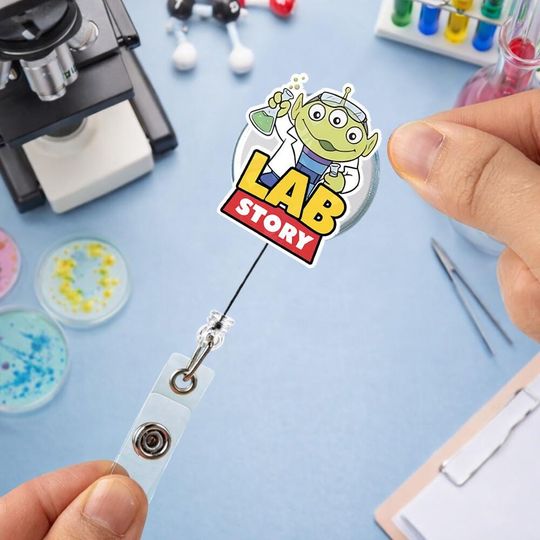 Discover Alien Toy Story Lab Week 2026 Badge Reel, Buzz Lightyear Woody Jessie Bo Peep Lab Team Retractable ID Badge Holder
