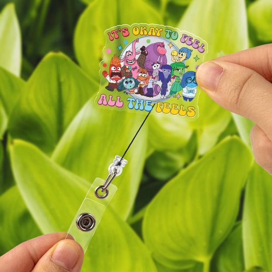 Discover Inside Out It'S Okay To Feel All The Feels Badge Reel, Disneyland Autism Awareness Badge Reel, Inside Out Characters Badge Reel