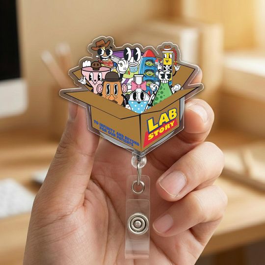Discover Lab Story Lab Week 2026 Badge Reel, Medical Laboratory Professional Gift, Retractable ID Holder for Lab Techs, Fun Lab Accessory