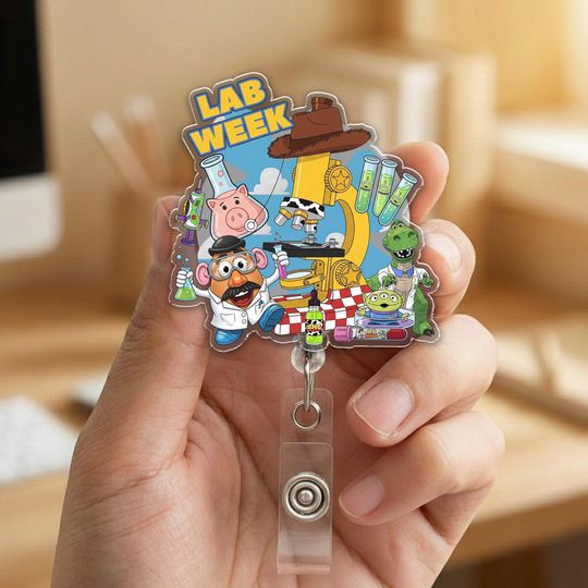 Discover Lab Story Lab Week 2026 Badge Reel, Medical Laboratory Professional Gift, Retractable ID Holder for Lab Techs, Fun Lab Accessory
