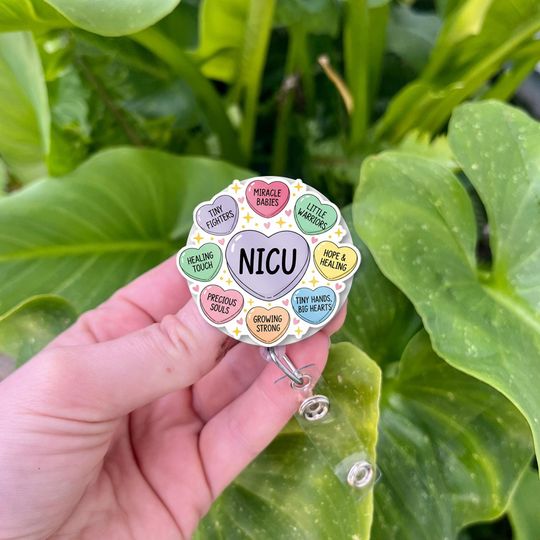 Discover NICU Nurse Badge Reel: Candy Hearts ID Holder