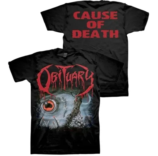 Discover New Obituary Cause of Death Death Metal Band Double Sided T-Shirt