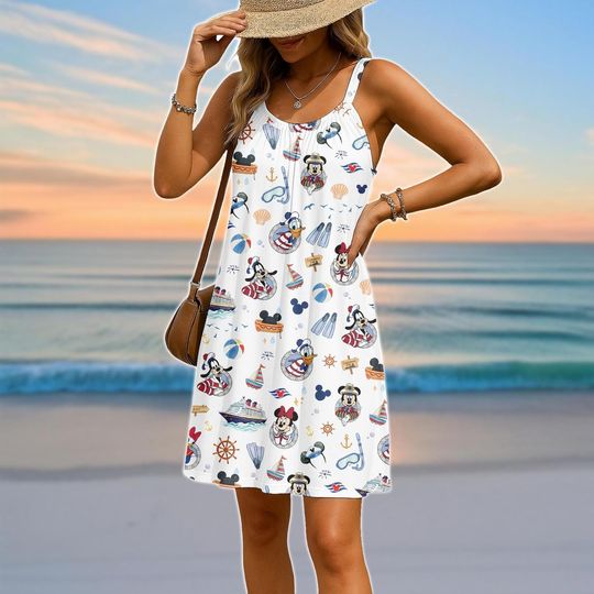 Discover Mickey Mouse Cruise Sling Summer Dress, Disney Cruise Women Dress, Disney Family Vacation 2026 Sundress, Summer Dress, Gift For Her