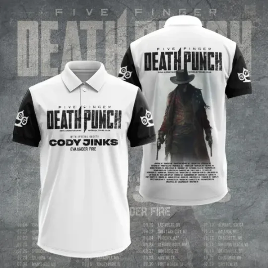 Five Finger Death Punch 20th Anniversary World Tour 2026  polo Shirt