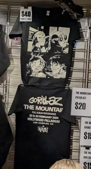 Discover Gorillaz Band The Mountain Tour 2026 Merch Reprint Tee