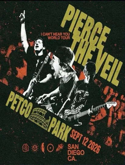 Discover Pierce The Veil San Diego 2026 Tour Poster Petco Park Vertical Poster