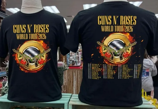 Discover Vintage Guns N Roses World Tour 2026 Schedule Two Sided Shirt Unisex New Fast